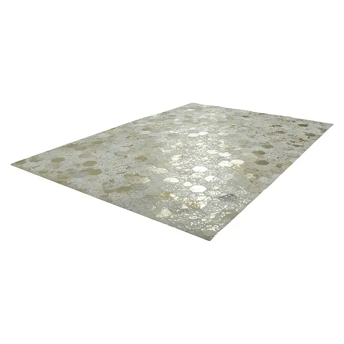Kayoom Echtlederteppich Dazzle 200 - Elfenbein/Gold, L x B: 150 x 80 cm, 100 % Leder - Ansicht von oben