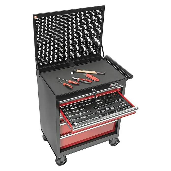 Wisent Werkplaatswagen - l x b x h: 48 x 75,4 x 137,1 cm, Aantal schuifladen: 5 st., 97-delige gereedschapsset