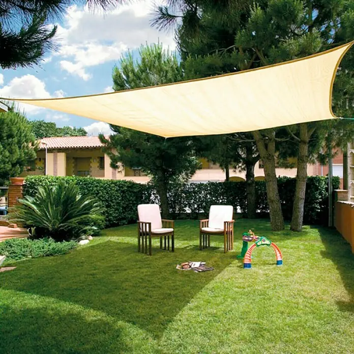 Nortene Toldo vela SUN-NET kit - 3,6 x 3,6 m, Beige, Poliéster, Cuadrado