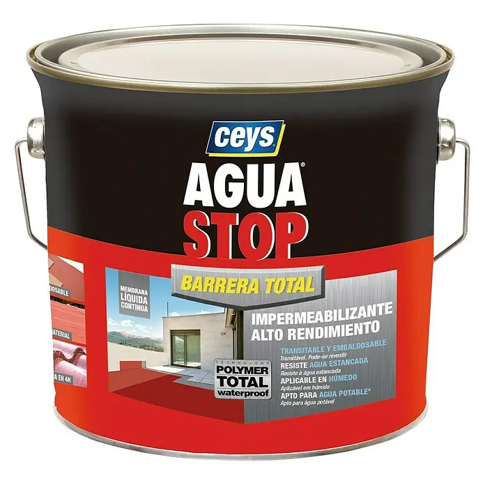 Ceys Impermeabilizante de alto rendimiento Agua Stop - Rojo, 4 kg
