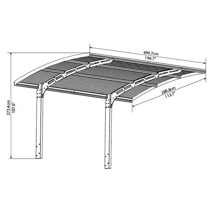Palram – Canopia Carport Arizona Breeze 5000 - 4,95 x 2,9 m, Einfahrtshöhe: 2 m, Schneelast: 75 kg/m²
