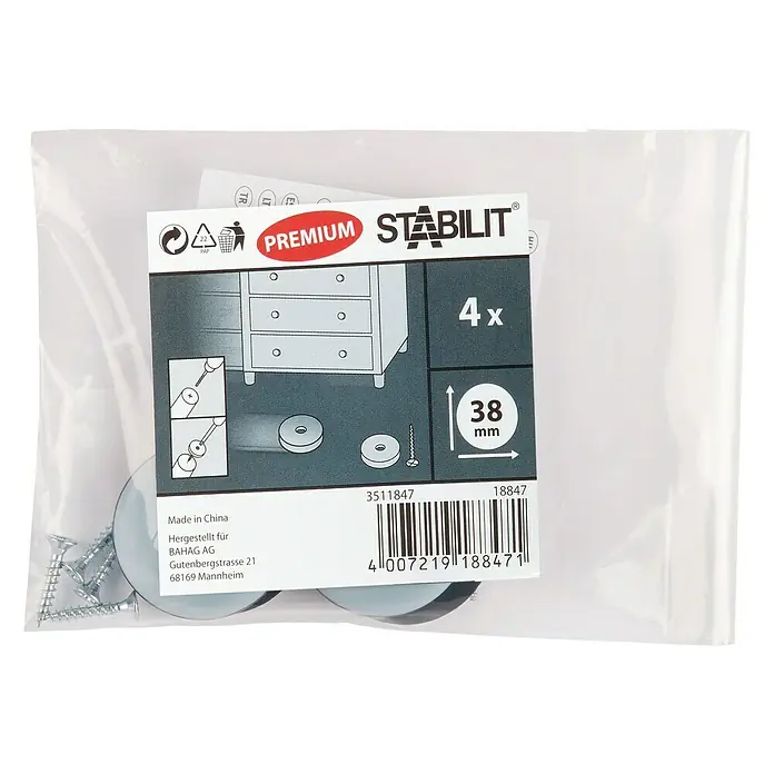 Stabilit Nogica za namještaj Easy-Glider - Promjer: 38 mm, S vijkom, 4 kom