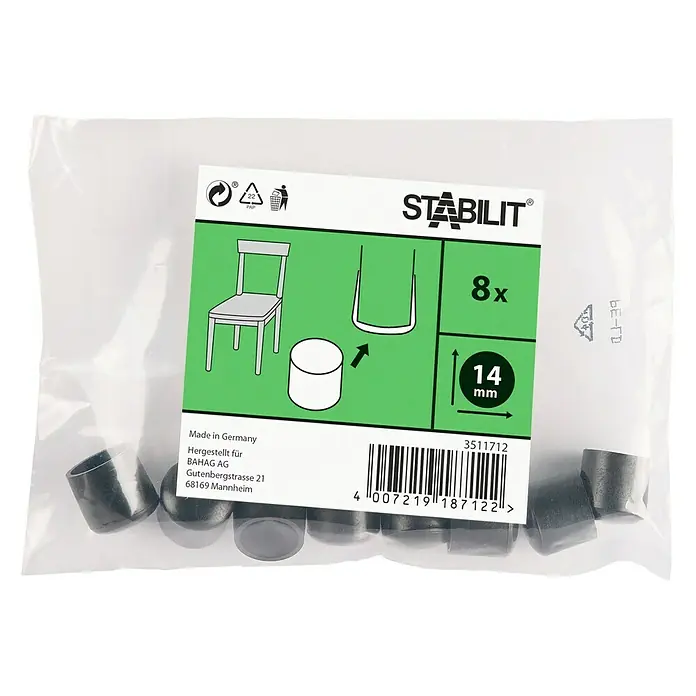 Stabilit Kapice za cijevi - 14 mm, Crne boje, 8 kom