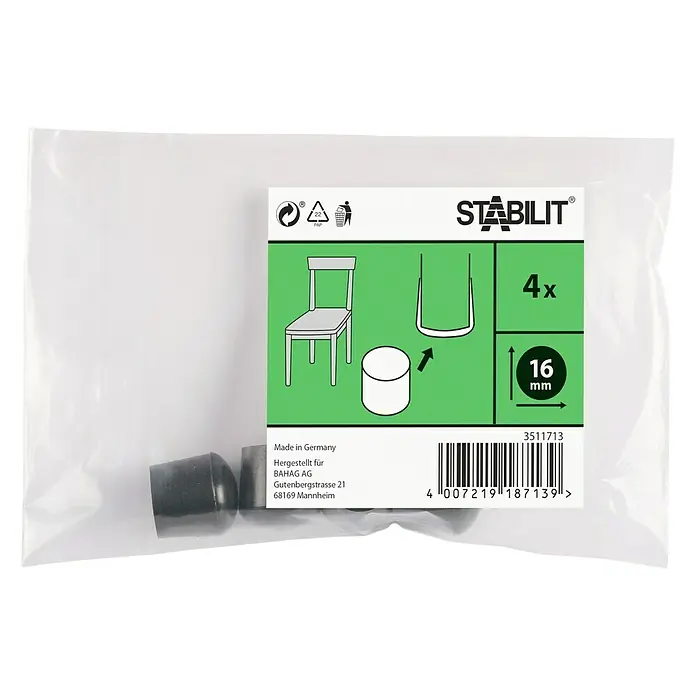 Stabilit Kapice za cijevi - 16 mm, Crne boje, 4 kom