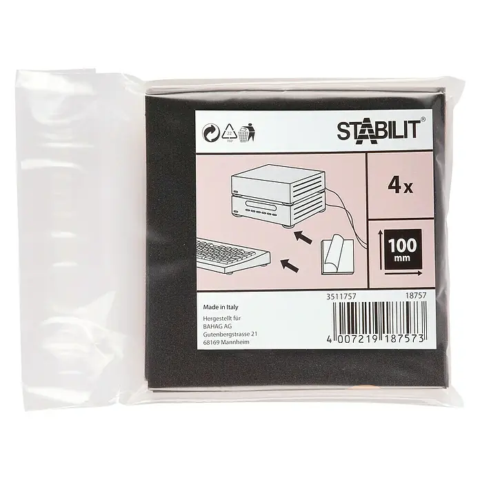 Stabilit Podloga protiv klizanja - 100 x 100 mm, Crne boje, Samoljepljivo, 4 kom