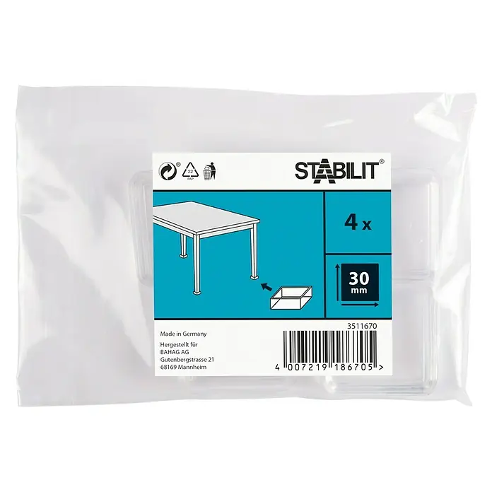 Stabilit Podloška za namještaj - 30 x 30 mm, Uticanje, 4 kom, Prozirno
