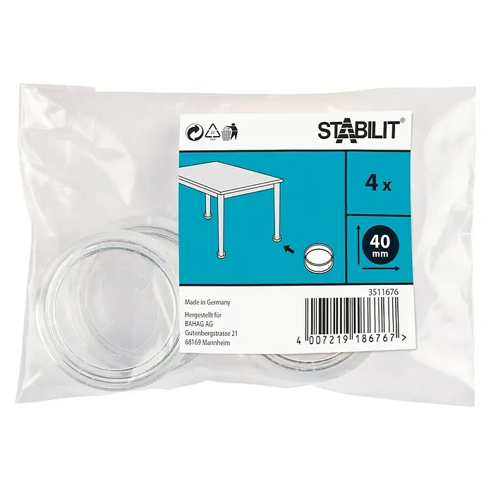 Stabilit Podloška za namještaj - Promjer: 40 mm, Uticanje, 4 kom, Prozirno