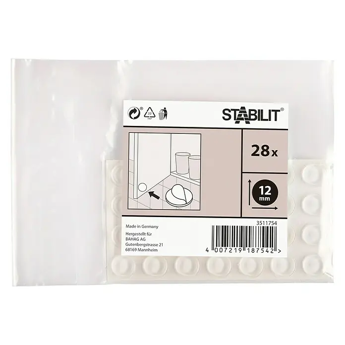 Stabilit Rutsch- & Lärmstopper - Durchmesser: 12 mm, Transparent, Selbstklebend, 28 Stk.