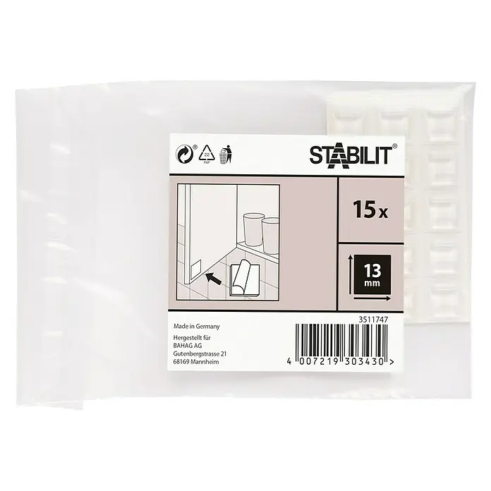 Stabilit Zaustavnik protiv klizanja i buke - D x Š: 13 x 13 mm, Prozirno, Samoljepljivo, 15 kom