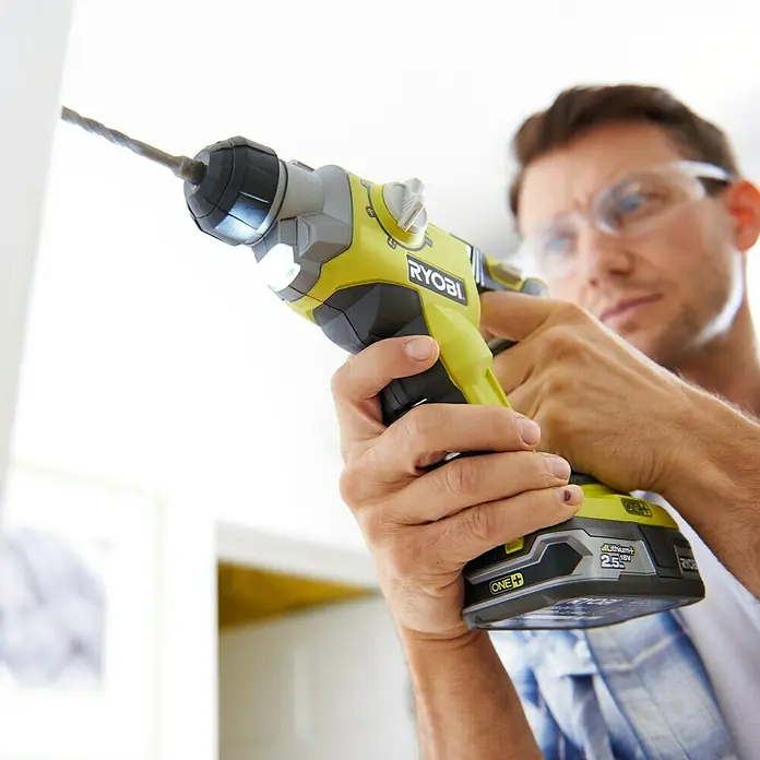 Ryobi ONE+ Martillo combinado de batería R18SDS-0 - 18 V, Sin batería, Energía de percusión: 1,3 J, Número de revoluciones de marcha en vacío: 0 r.p.m. - 1.300 r.p.m.