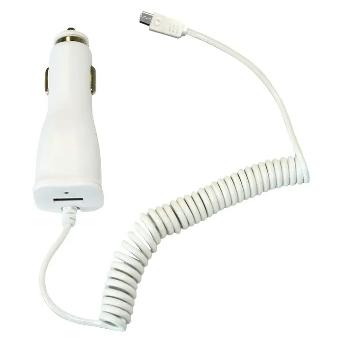 Cargador para automóvil - Blanco, Clavija USB C, 1 x Micro USB