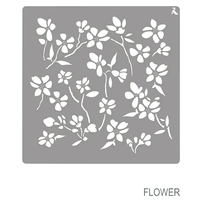 La Pajarita Plantilla decorativa Stencil Flor - Floral, 20 x 20 cm, Plástico