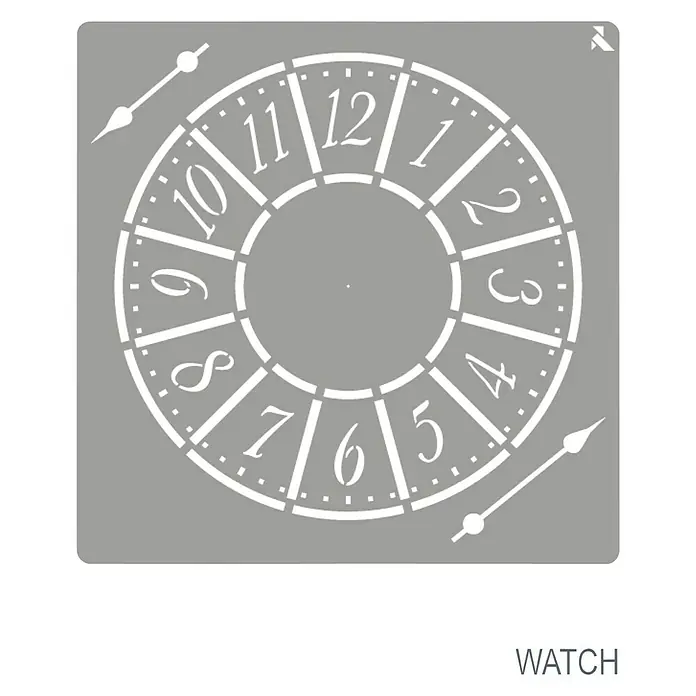 La Pajarita Plantilla decorativa Stencil Watch - Reloj, 20 x 20 cm, Plástico