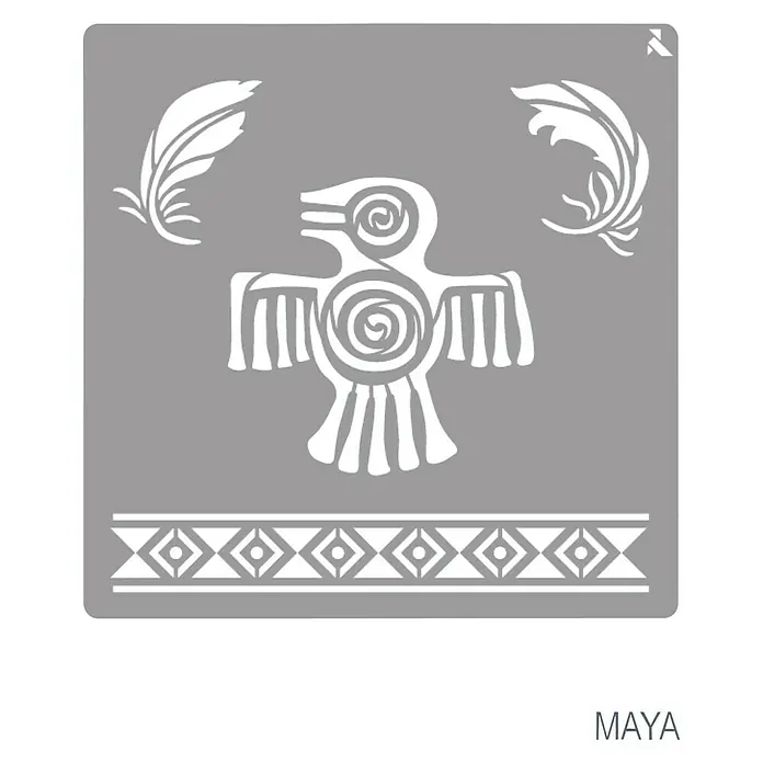 La Pajarita Plantilla decorativa Stencil Maya - Elementos mayas, 20 x 20 cm, Plástico