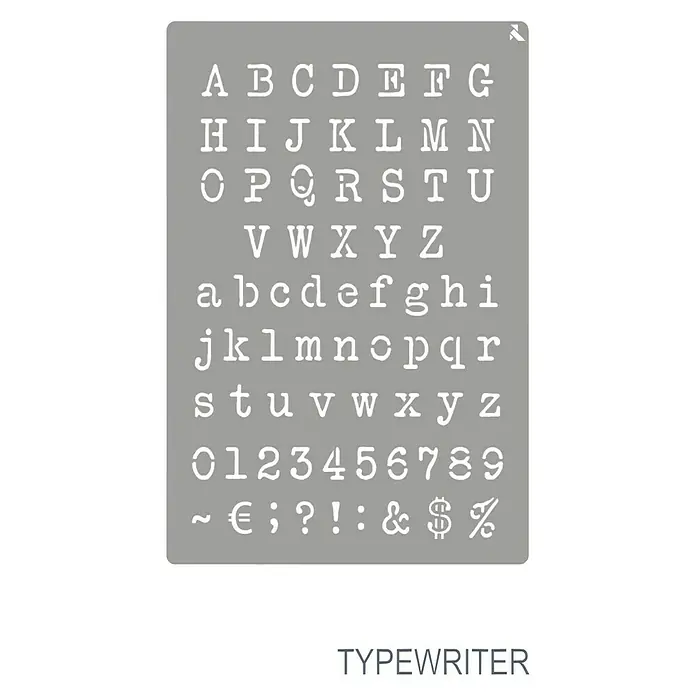 La Pajarita Plantilla decorativa Stencil Typewriter - Letras/números, 20 x 30 cm, Plástico