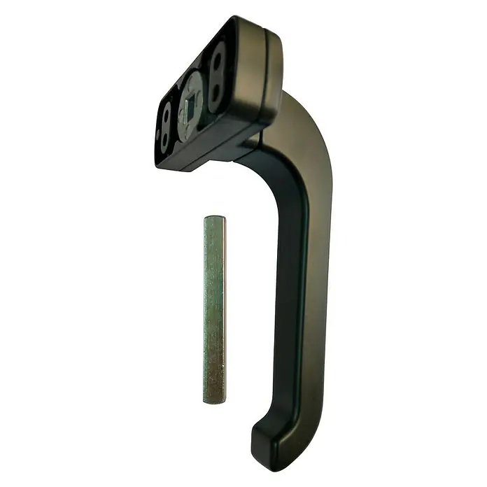 Manilla para ventana - Largo: 10 cm, Apertura según normativa: Apertura universal, Apto para: Puertas y ventanas de aluminio, Negro