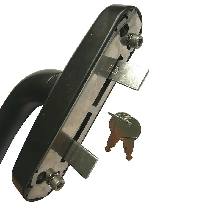 Manilla para ventana con llave - Largo: 17 cm, Negro, Aluminio