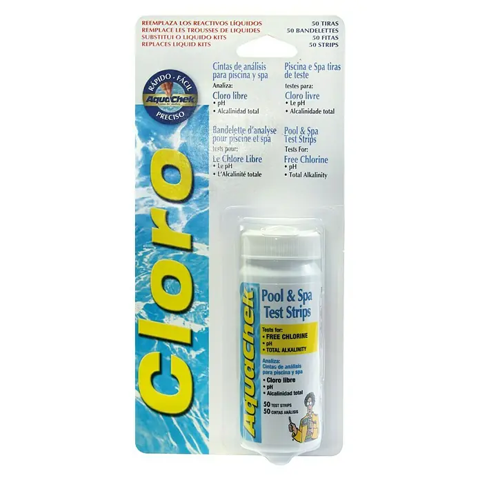 Tiras de test de cloro y ph Aquacheck 3 test - 50 uds.