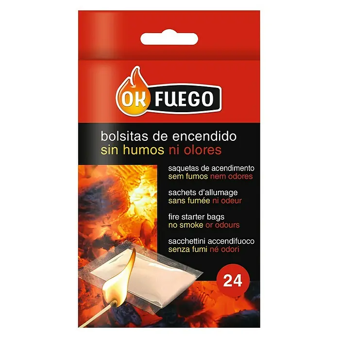 Ok Fuego Material para el encendido de barbacoas bolsitas - 24 ud.