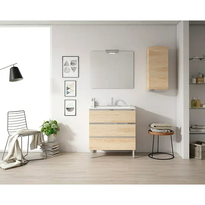 Mueble de lavabo Andrea - 45 x 70 x 69 cm, Nebraska natural, Mate
