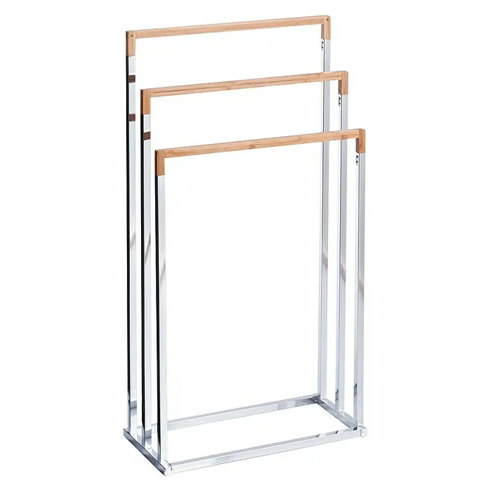 Zeller Present Toallero de pie Bambú - 3 brazos, Acero inoxidable/bambú