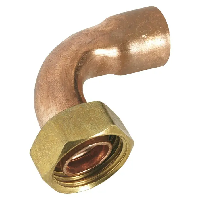 Racor curvo - 22 mm, Rosca exterior: ¾″, Cobre