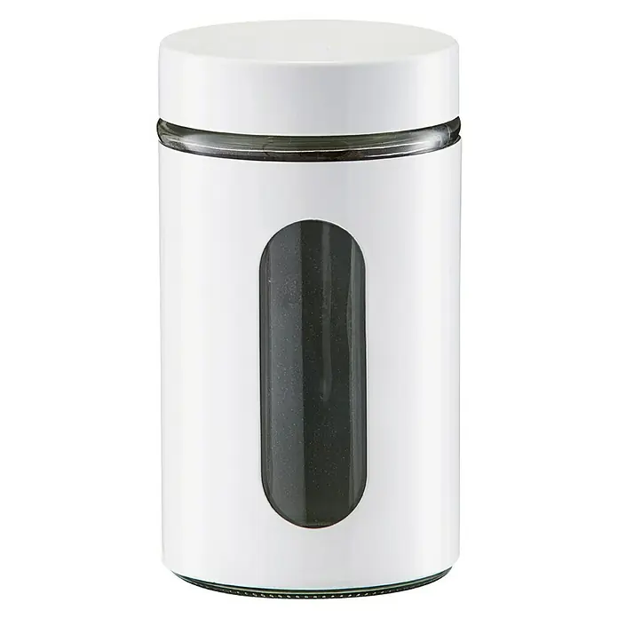 Zeller Present Bote de cocina 900 ml - L x An x Al: 10 x 10 x 17,6 cm, Acero inoxidable, Blanco