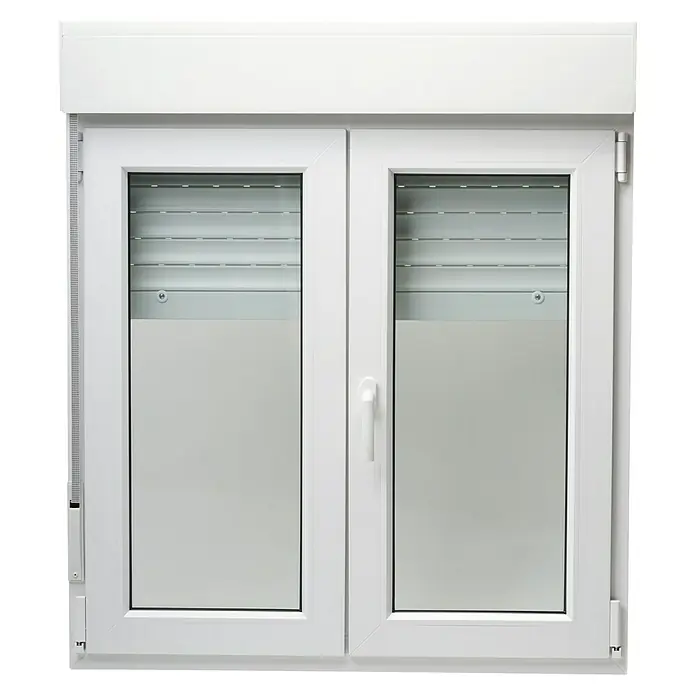 Solid Elements Ventana de PVC 2 hojas practicable-oscilobatiente - 100 x 115 cm, Apertura según normativa: Derecha, Blanco, Con persiana