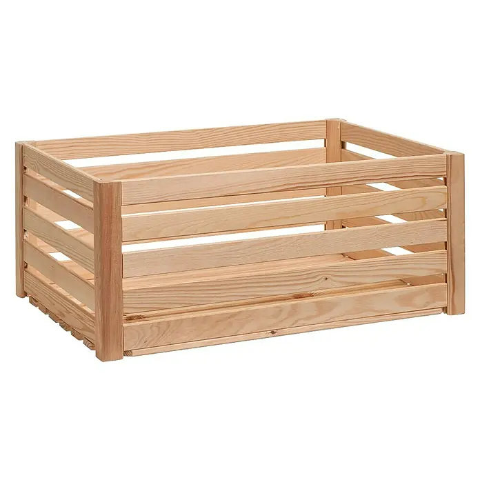 Zeller Present Caja de madera Leistein - 60 x 40 x 24 cm, Sin tratar, Natural