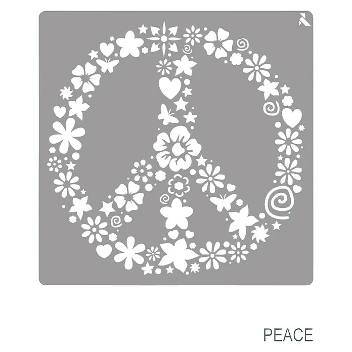 La Pajarita Plantilla decorativa Stencil Peace - Símbolo de paz, 20 x 20 cm, Plástico