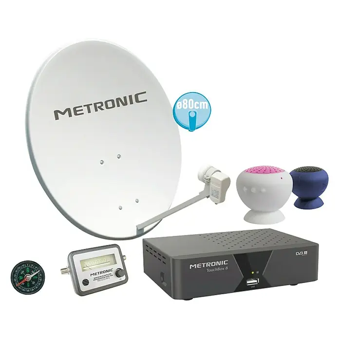Metronic Antena parabólica Kit plato, brazo, LNB y BR - Blanco
