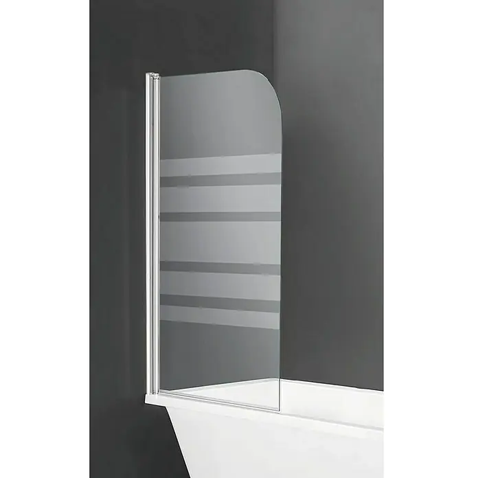 Mampara para bañera Nora - 1 pieza, 80 x 140 cm, Vidrio serigrafiado, Cromo