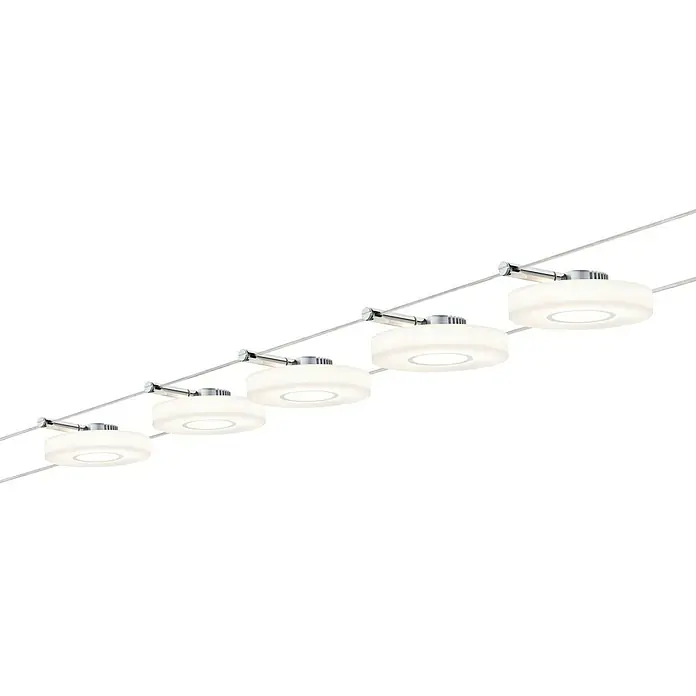 Paulmann Sistema de sujeción para lámparas LED con cables tensados DiscLed - Blanco cálido, Largo: 100 cm, Cromo