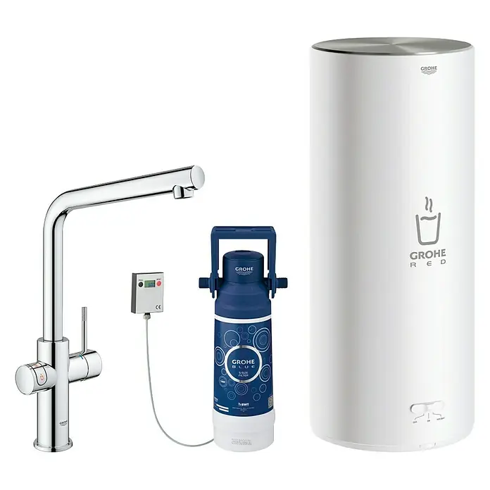 Grohe Spültischarmatur Red II Duo - L-Auslauf, Boiler: Größe L, Chrom - Vorderansicht
