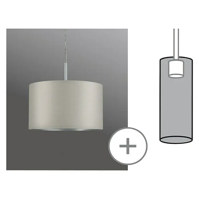 Paulmann DecoSystems Lampenschirm Tessa - Durchmesser: 25 cm, Hellgrau, Textil, Form: Rund