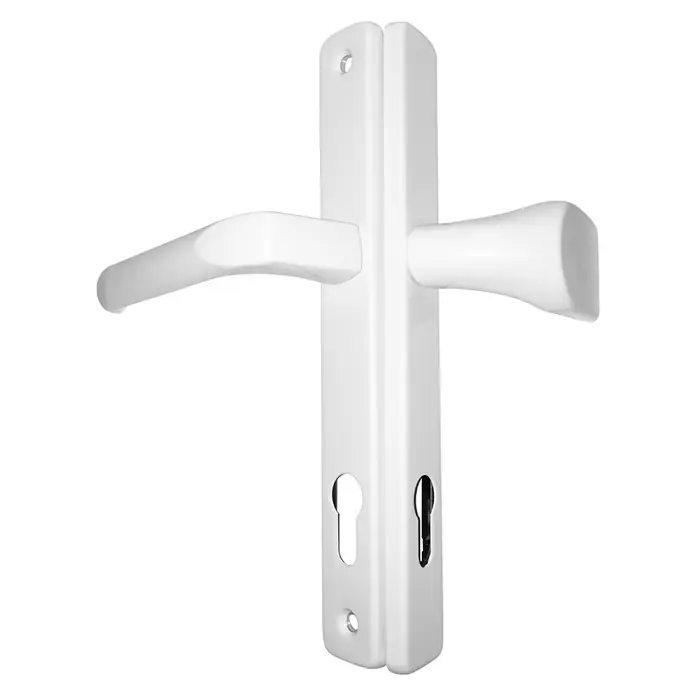 BAUHAUS Wechselgarnitur mit Knauf - Geeignet für: Kunststoffnebeneingangstüren, Türstärke: 57 mm - 62 mm, Drücker/Knauf mit Langschild, Weiß - Ansicht von oben