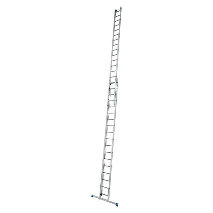 Krause Stabilo Sprossen-Seilzugleiter - Arbeitshöhe: 9,85 m, 2 x 18 Sprossen, Aluminium - Linke Seitenansicht