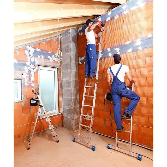 Krause Stabilo Sprossen-Gelenk-Combileiter - Arbeitshöhe: 5,3 m, 2 x 6 Sprossen, Treppenfunktion, Aluminium - Anwendungsbeispiel