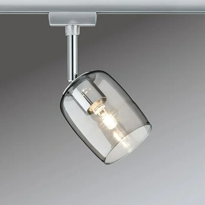 Paulmann URail Regleta Blossom - L x An x Al: 11,5 x 7,4 x 12,8 cm, G9, Transparente/Negro, Cromado mate - Producto en uso