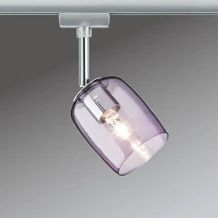 Paulmann URail Deckenstrahler Blossom - L x B x H: 11,5 x 7,4 x 12,8 cm, G9, Transparent/Violett, Chrom matt - Anwendungsbeispiel