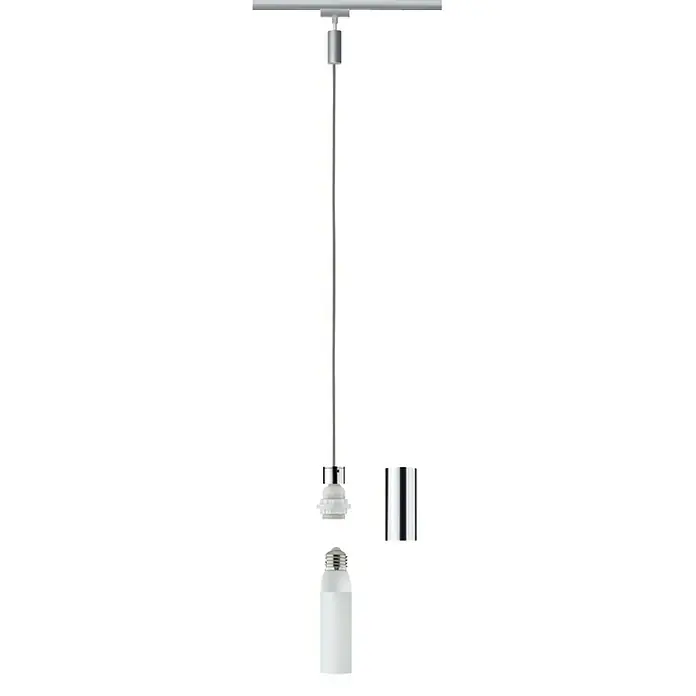 Paulmann URail 2Easy Pendelleuchte Basic - 20 W, Chrom, Chrom matt, Höhe: 150 cm - Vorderansicht