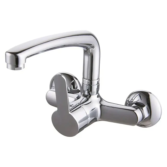 Clever Eno Grifo monomando de pared - Cromo, Brillante, Caño horizontal