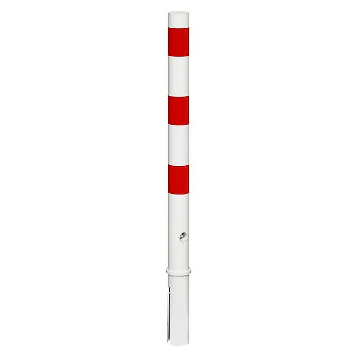 Sperrpfosten - Höhe über Boden: 900 mm, Durchmesser: 60 mm, Stahl, Dreikantverriegelung, Montageart: Stecken, Weiß/Rot