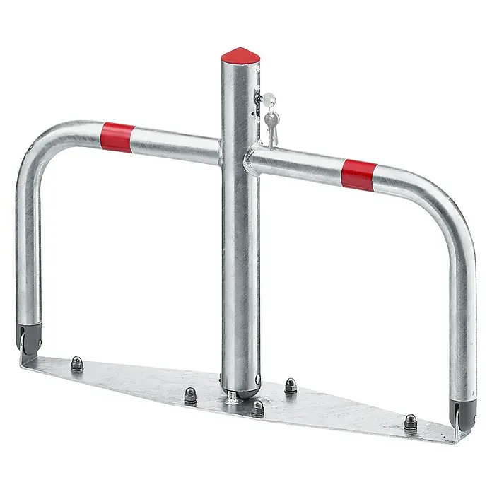 Sperrbügel - B x H: 760 x 500 mm, Stahl, Profilzylinderschloss, Montageart: Schraubmontage, Silber/Rot