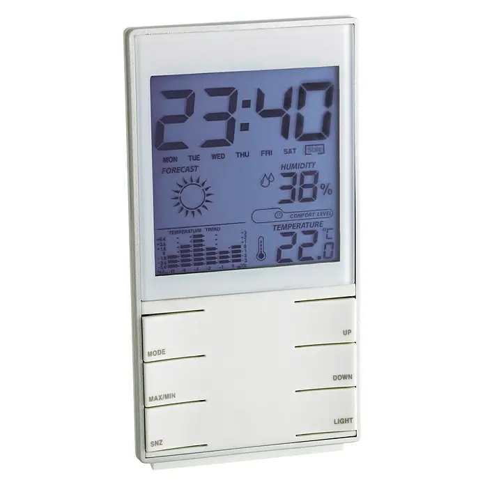 TFA Dostmann Estación meteorológica inalámbrica BTHR - Digital, Ancho: 12,8 cm, Gris