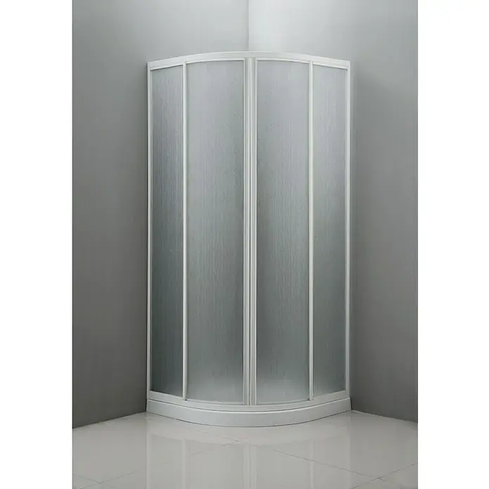 Mampara de ducha semicircular Eco - 90 x 90 x 185 cm, Blanco