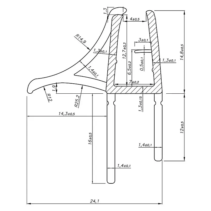 Perfil de sellado vierteaguas Angle 6-8 - L x An x Al: 100 cm x 24,1 mm x 30,8 mm