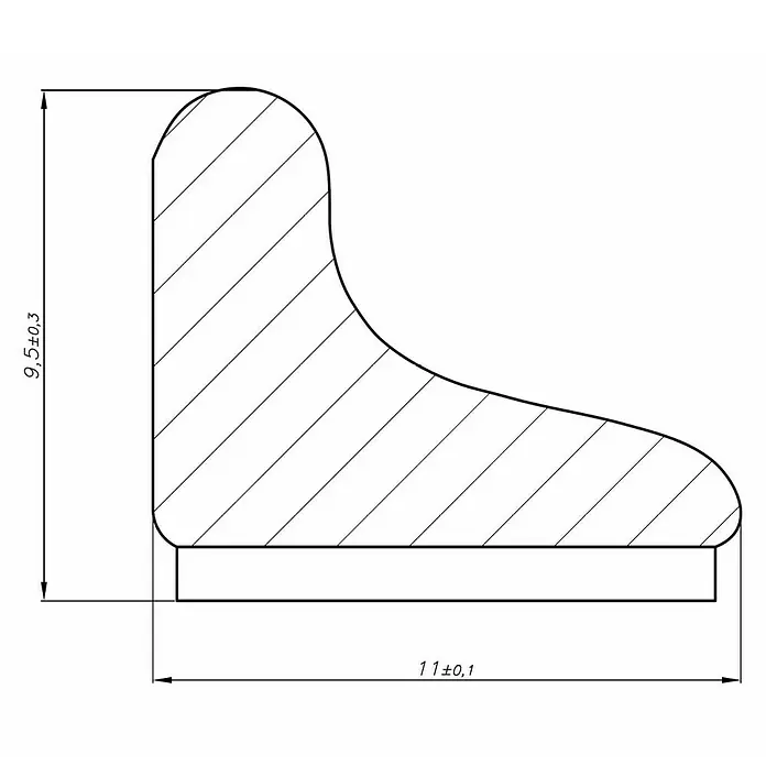 Perfil de sellado vierteaguas inferior adhesivo - L x An x Al: 100 cm x 11 mm x 9,5 mm