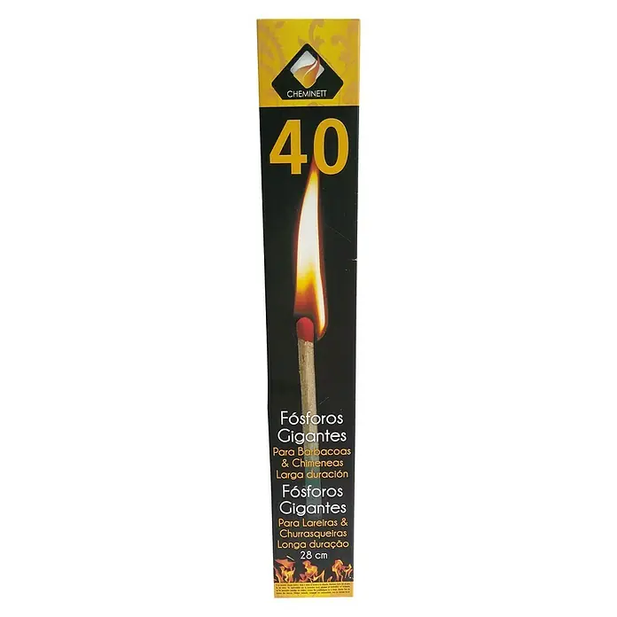 Fósforos gigantes - 40 uds., Fuego para chimenea y barbacoa