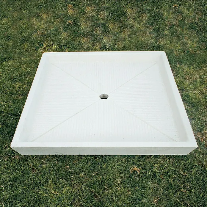 Plato de ducha para jardín - 80 x 80 cm, Hormigón, Blanco